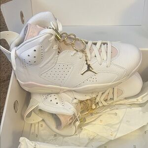 Jordan 6 Retro Women's Sneakers in White and Pink
